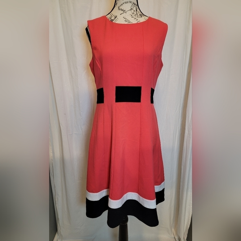 Calvin Klein Coral and Black Mini Dress - Picture 1 of 6